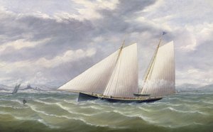 Un Cutter en un Fuerte Viento Volando un Gallardete del Royal Thames Yacht Club